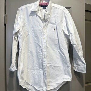 Ralph Lauren Shirt 15.5/32 Yarmouth White Textured Cotton Button Down Polo